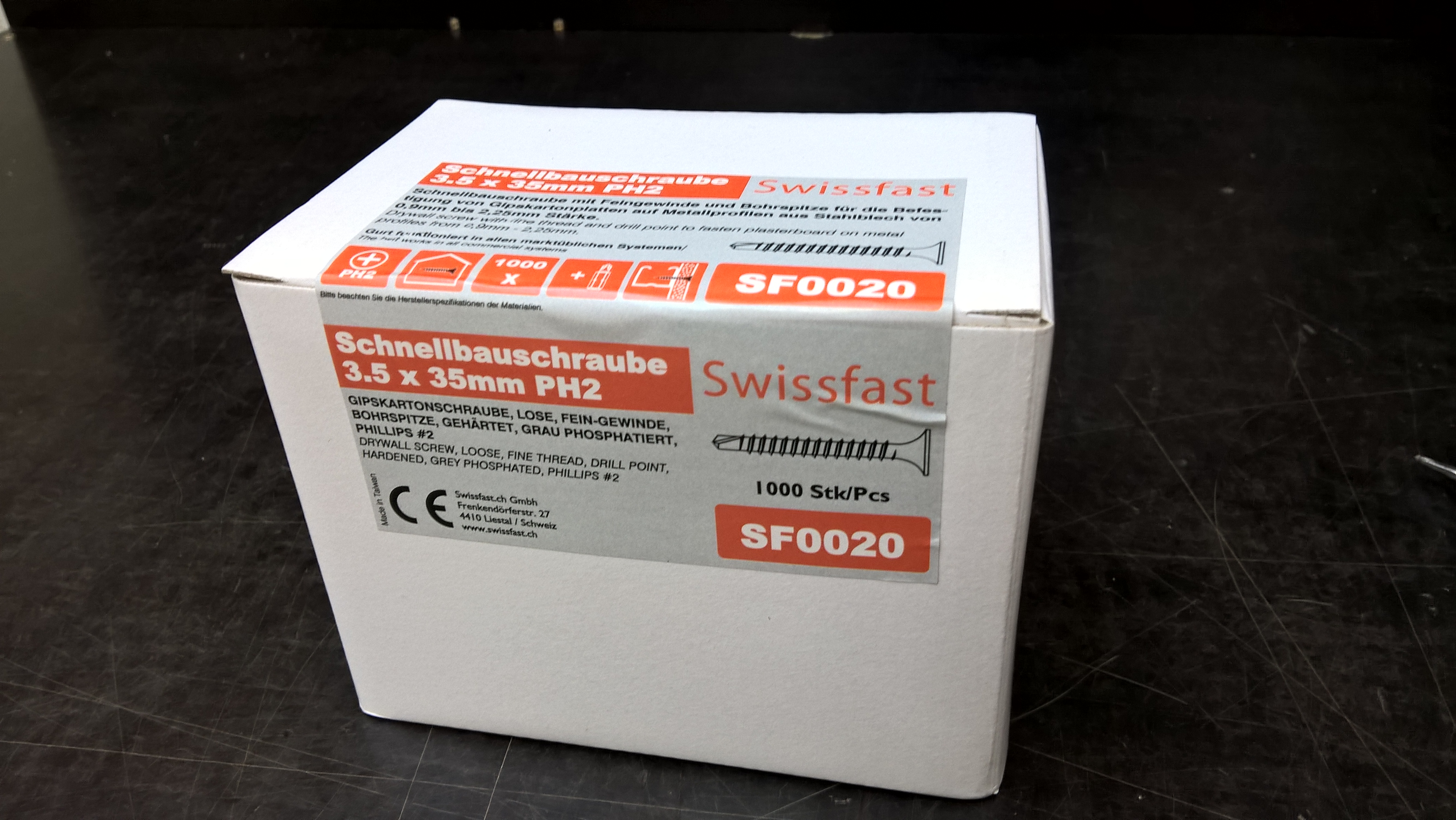 3.5 x 35mm lose Schnellbauschraube, Feingewinde, Bohrspitze, 1.000 Stück inkl. Bit
