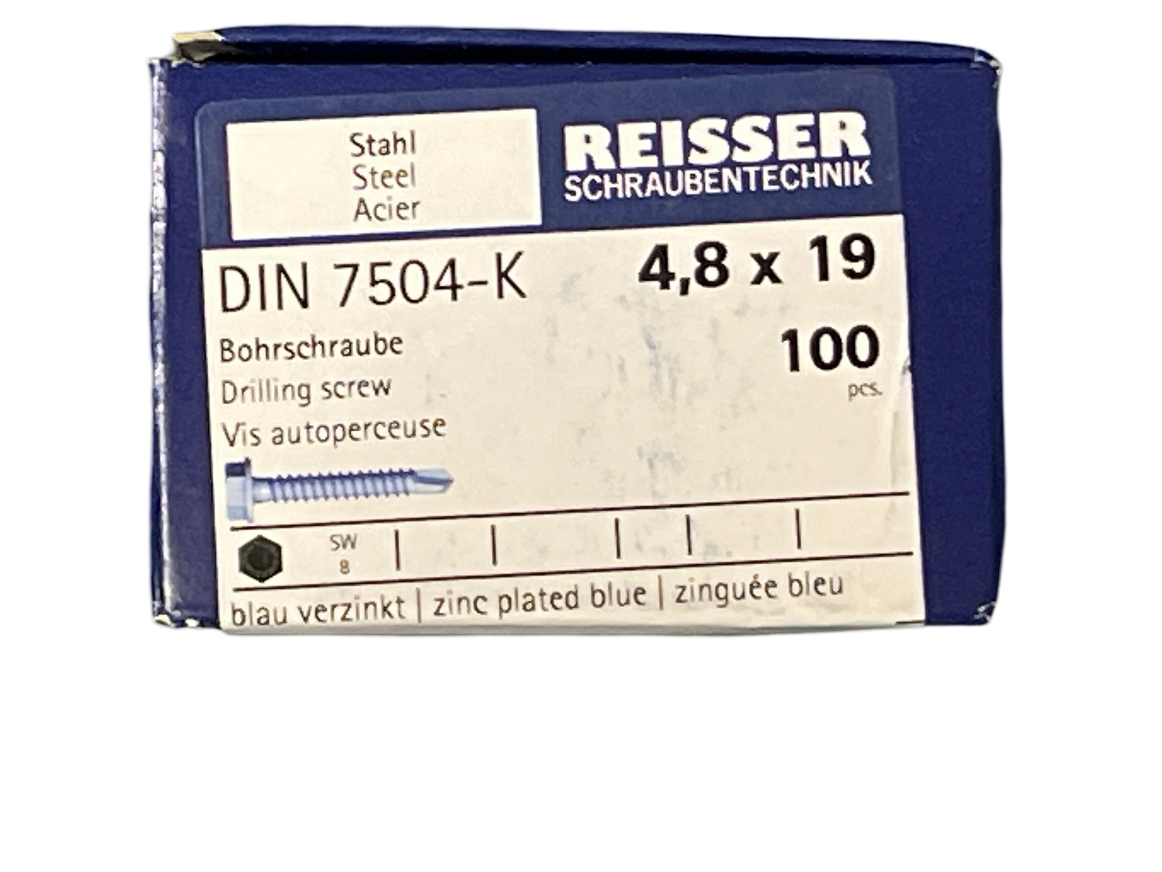 Selbstbohrende Sechskanntschrauben 4,8 x 19mm für leichten Stahl