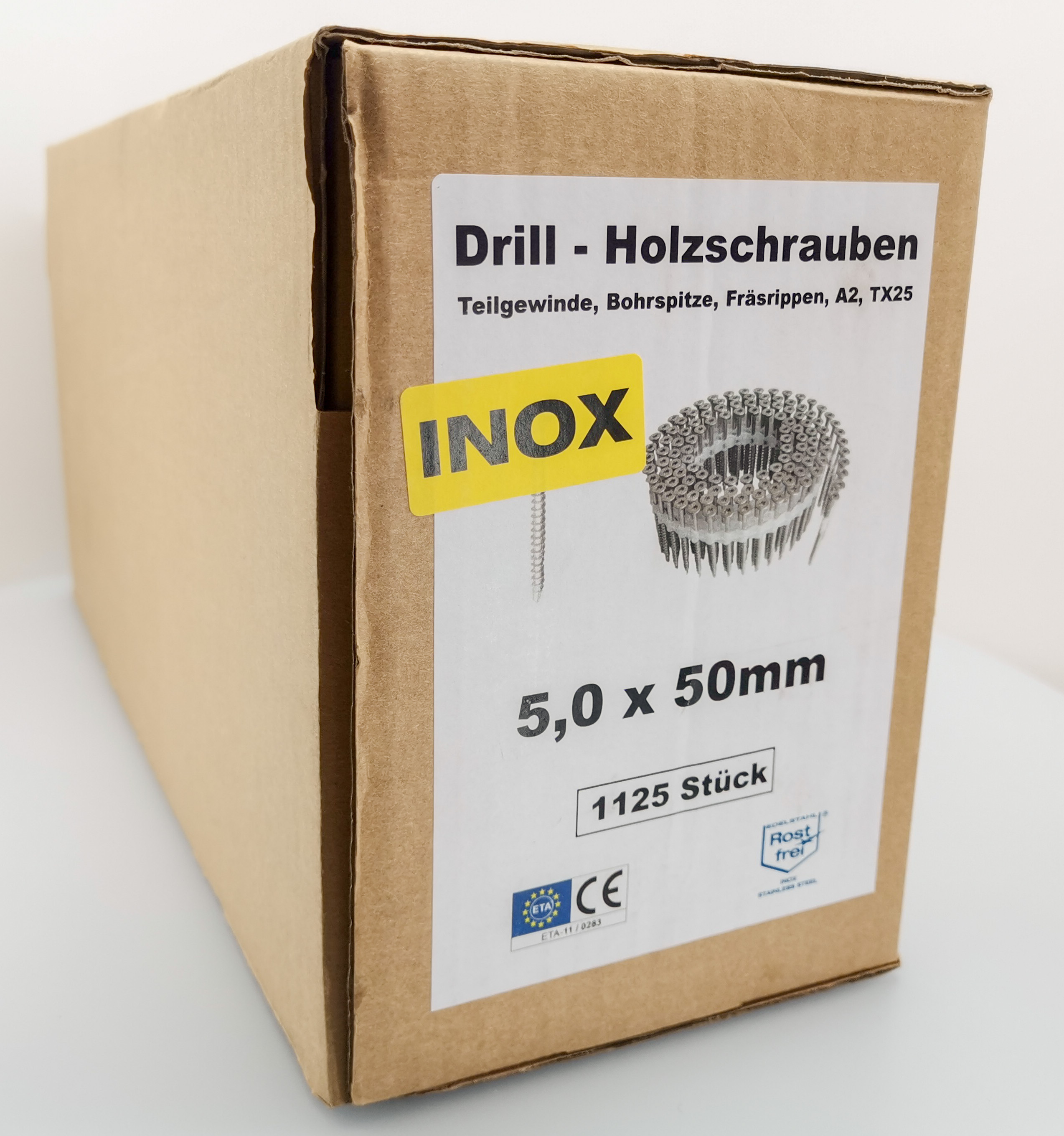 Holzschrauben 5.0x50mm rostfrei A2 Bohrspitze TX25 1125 Stk.