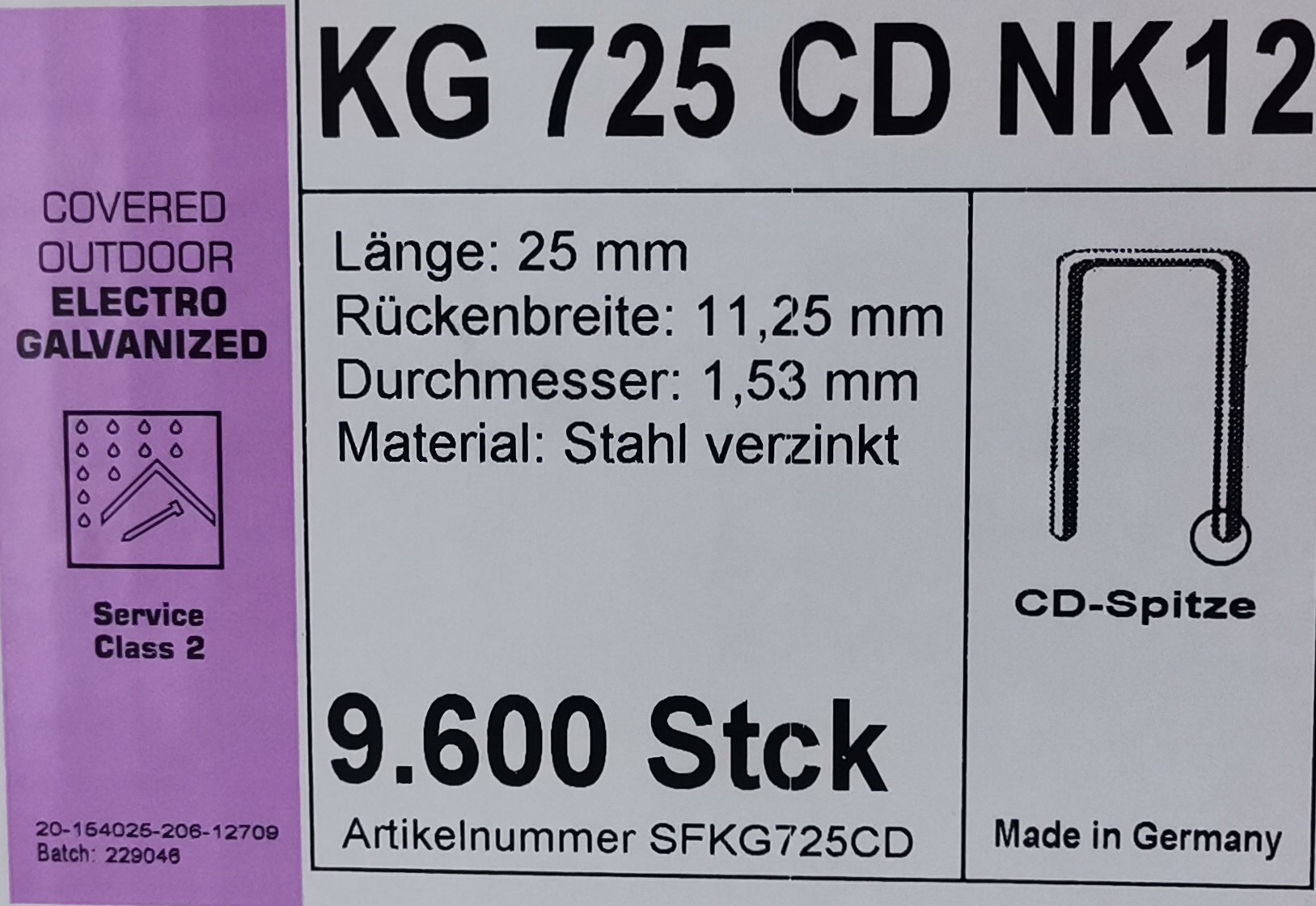 KG725CDNK Klammern 25mm