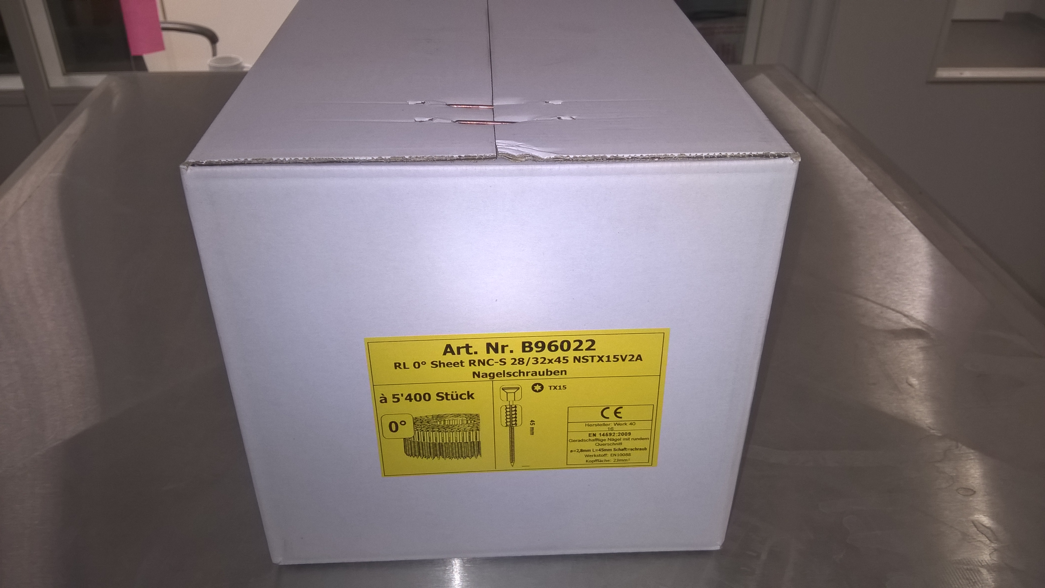 RNC-S 2.8 x 45, Nagelschrauben  TX15 Rostfrei A2, 0-Grad, 5400 Stk.