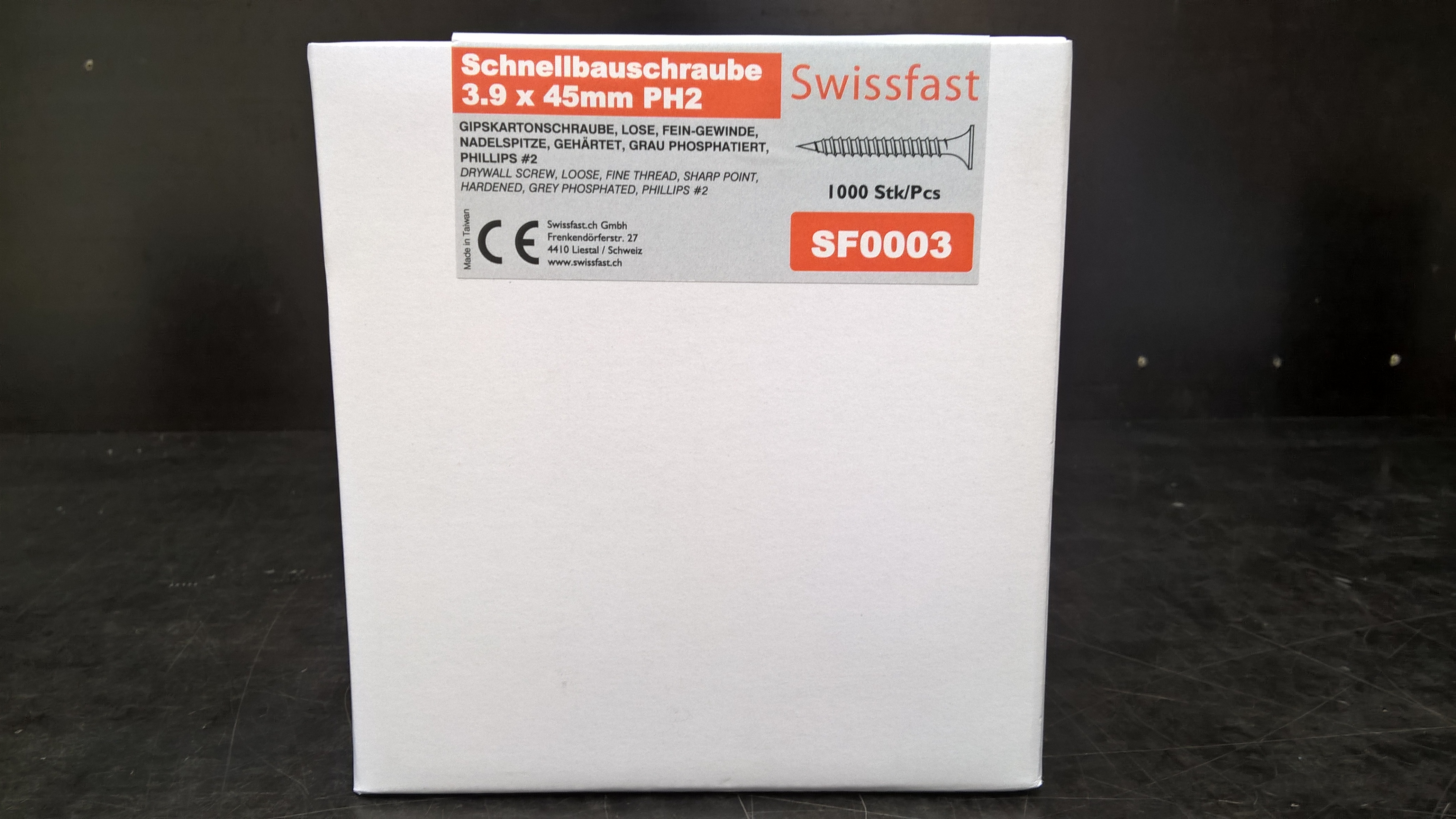 3.9 x 45mm lose Schnellbauschraube, Feingewinde, 1.000 Stück inkl.Bit
