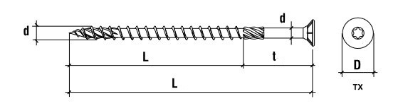 Holzbauschraube Senkkopf 12x600mm, verzinkt, Teilgewinde, TX 50