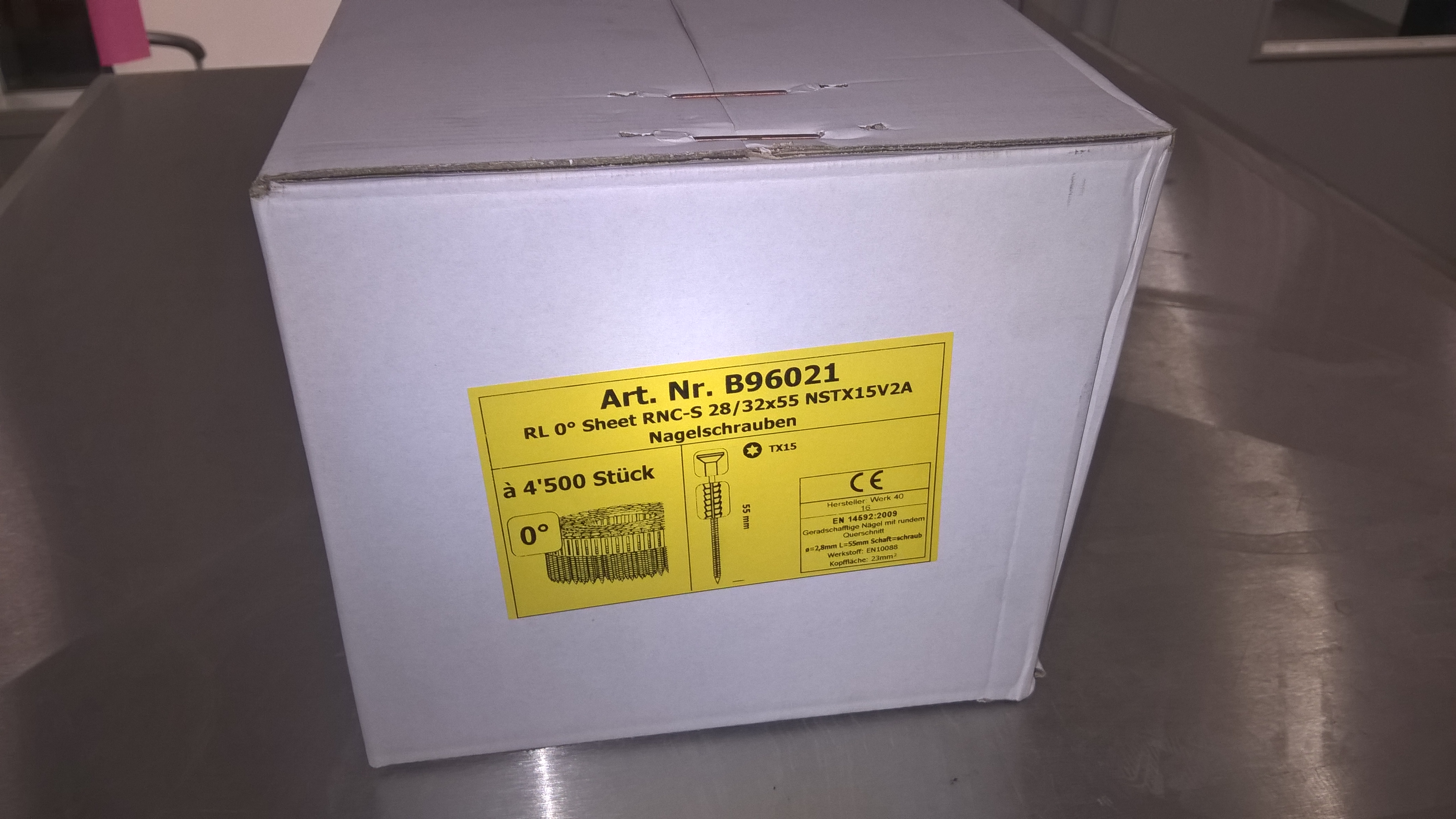 RNC-S 2.8 x 55, Nagelschrauben  TX15 Rostfrei A2, 0-Grad, 4500 Stk.